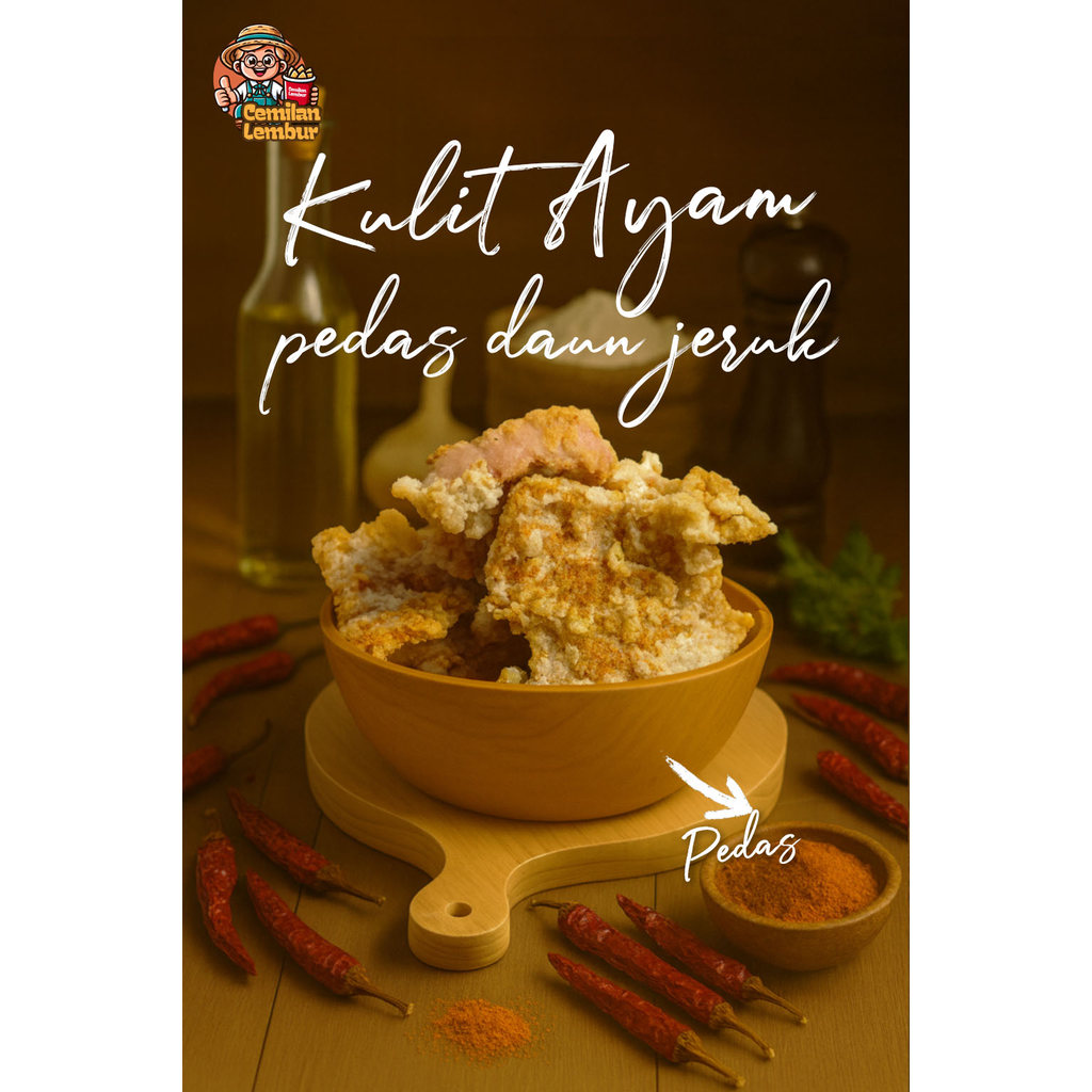 (1)KULIT CRISPY PEDES DAUN JERUK / Kripik Kulit ayam Cryspy / Crispy kulit ayam krispi / krispy Arom