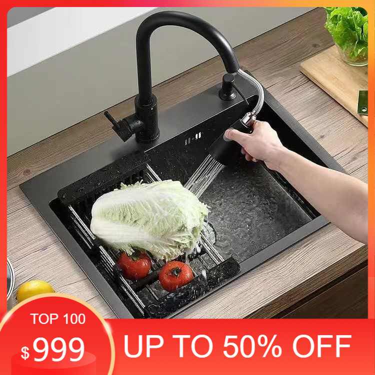 Temukan REAIM 3.0mm Stainless Steel Kitchen sink SUS304 Modern Kitchen Sink bak cuci piring High Qua