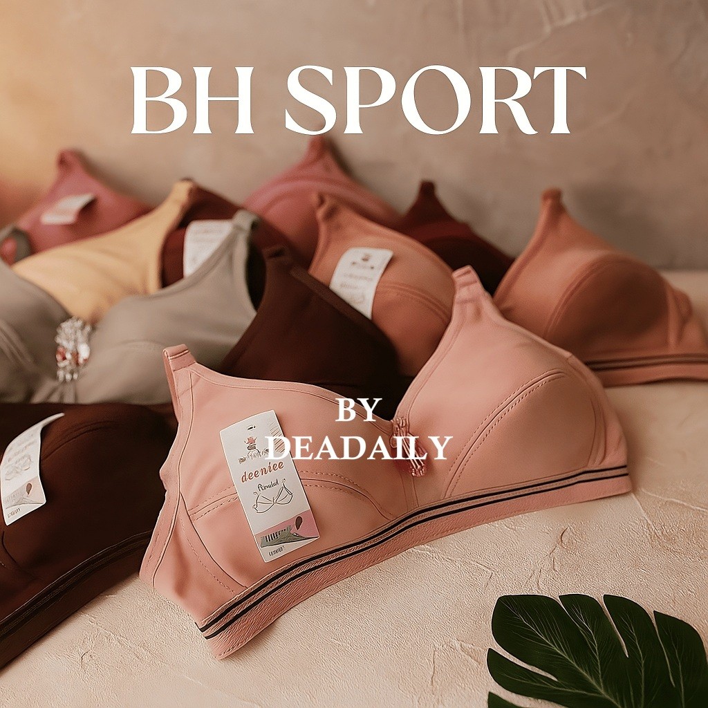 Bra BH Sport Denly Pakaian Dalam Wanita Katun Adem Nyaman Busa Tipis Tanpa Kawat Polos Karet Elastis
