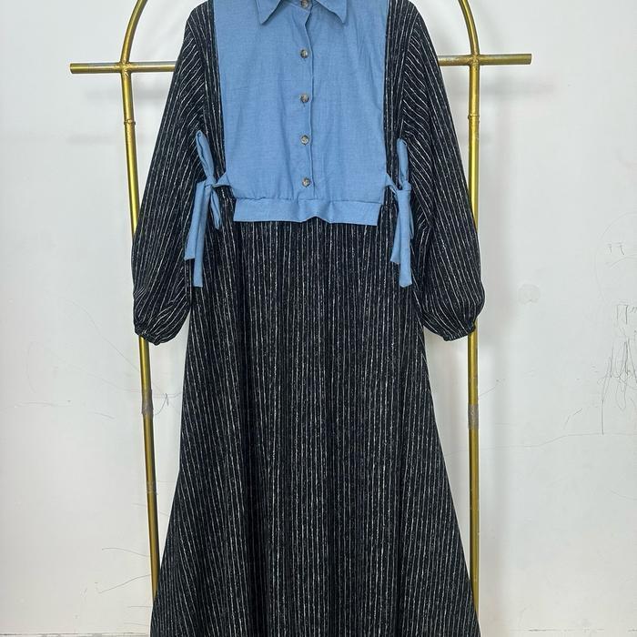 HARUMI DRESS JEANS GAUN JEANS TRENDY NEW VIRAL GAMIS JEANS KONDANGAN - DEEP ROSE