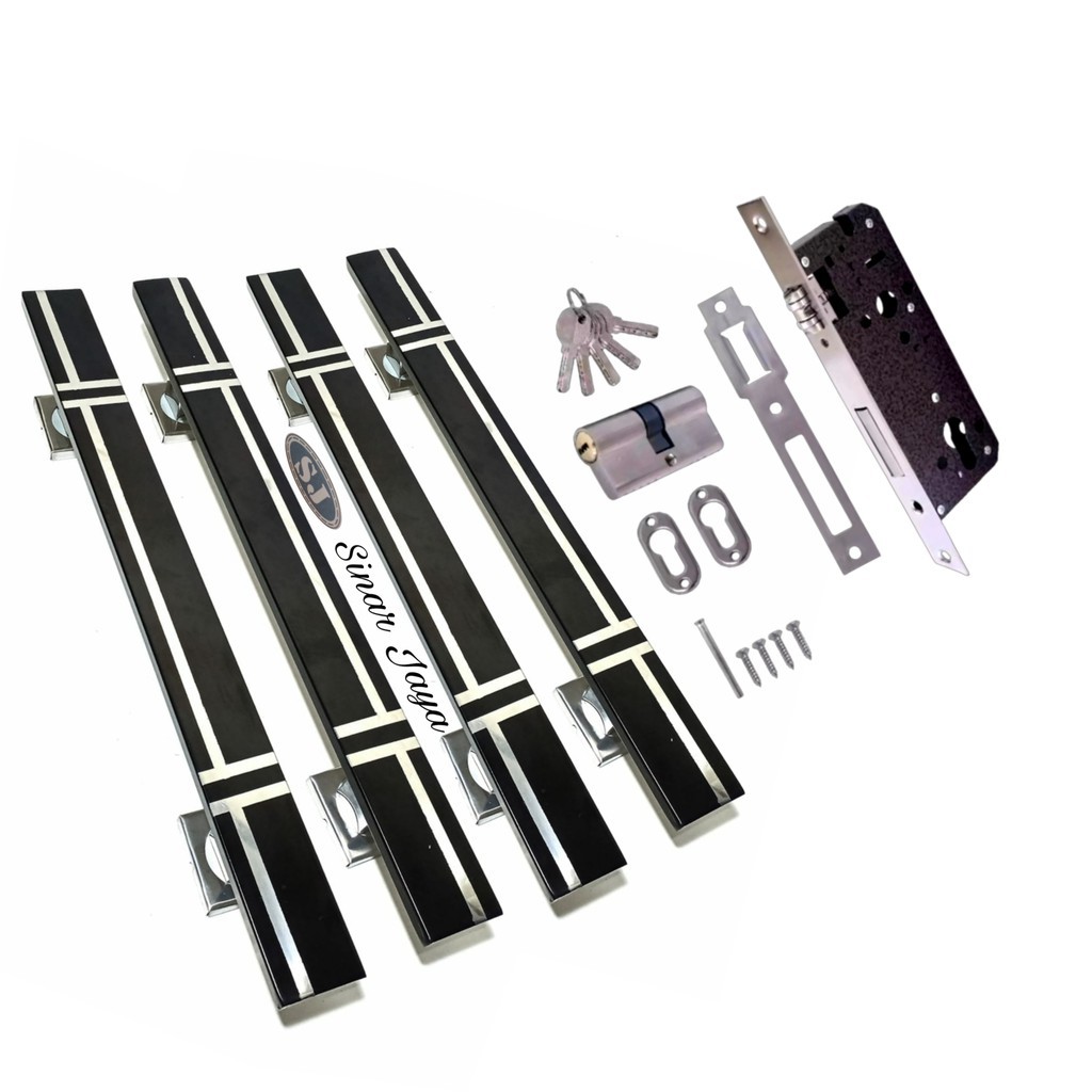 full set gagang tarikan pintu rumah minimalis 1 satu set handle pintu stainliss model minimalis