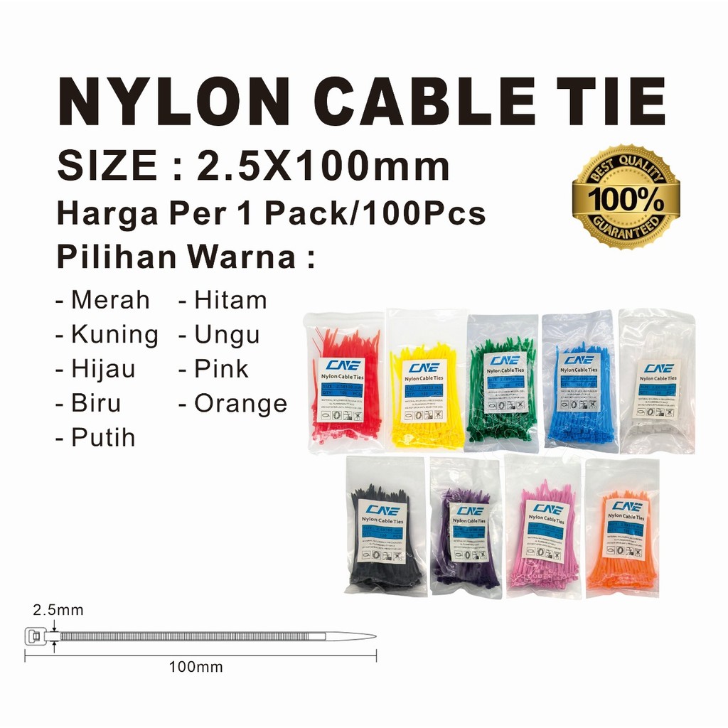 Kabel Ties Cable Tie WARNA-WARNI 2.5x100 (10cm)