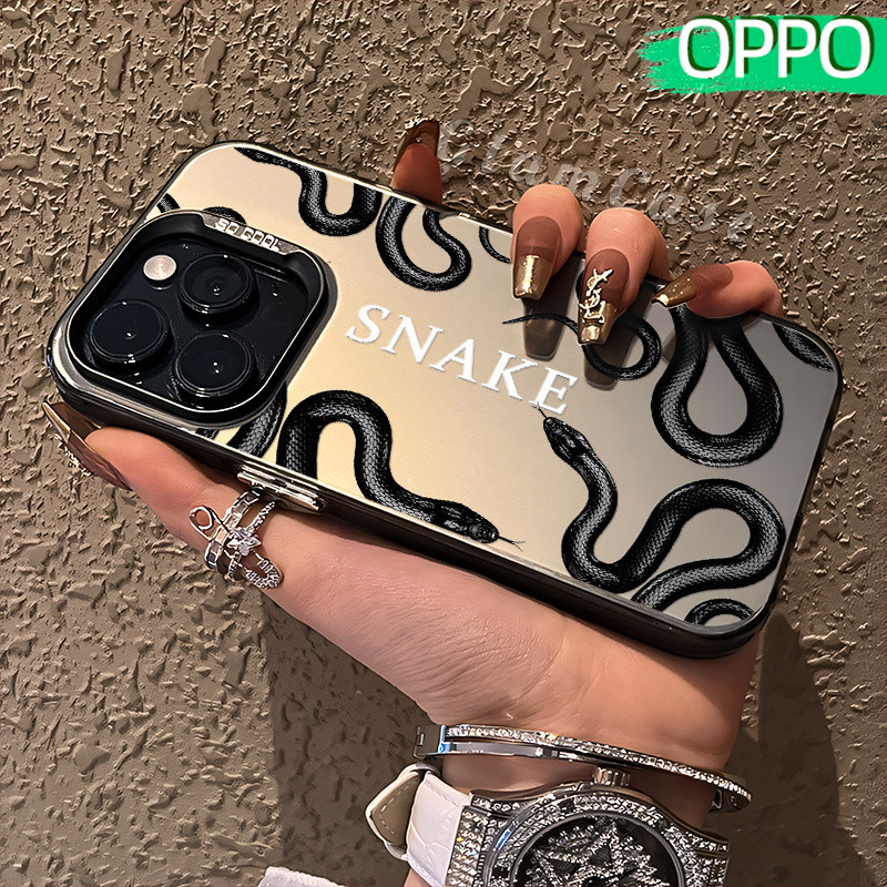 Estetik Snake Glossy Hologram PC Case OPPO A18 A57 A16 A15 A17 A60 A3x A3s A5s A54 A53 A12 A31 A58 A