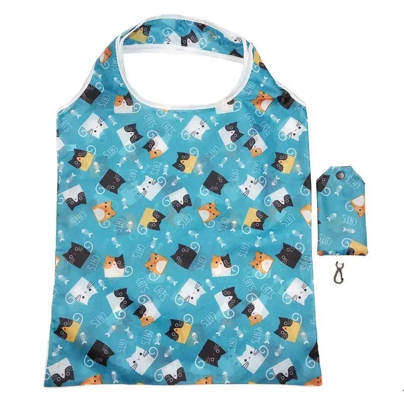 Reusable Shopping Bag Nylon Foldable Grocery Bag Creative Eco-Friendly Tote Bag Lightweight and Dura