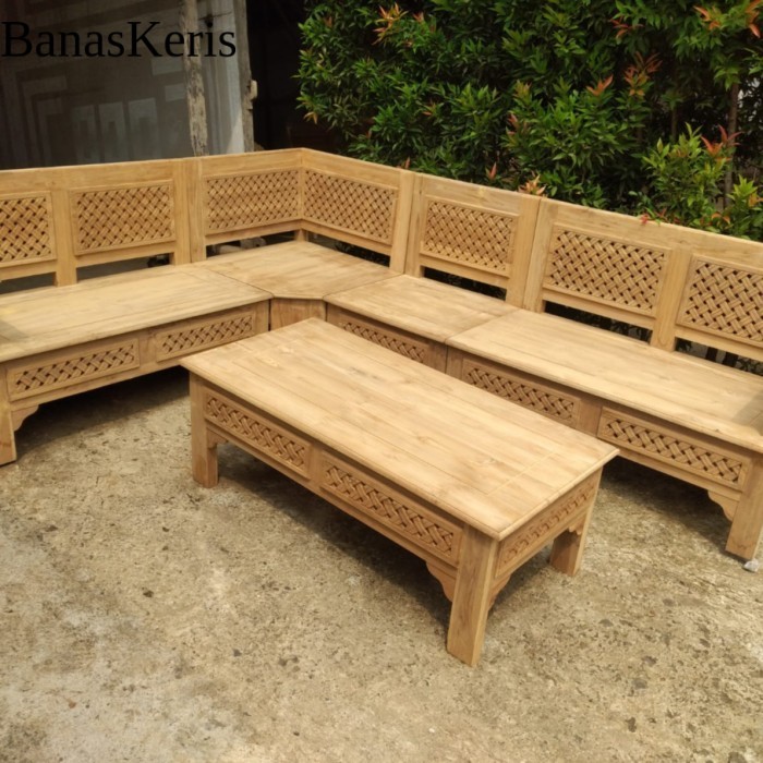 set kursi tamu minimalis l sudut furniture kayu jati jepara BnS