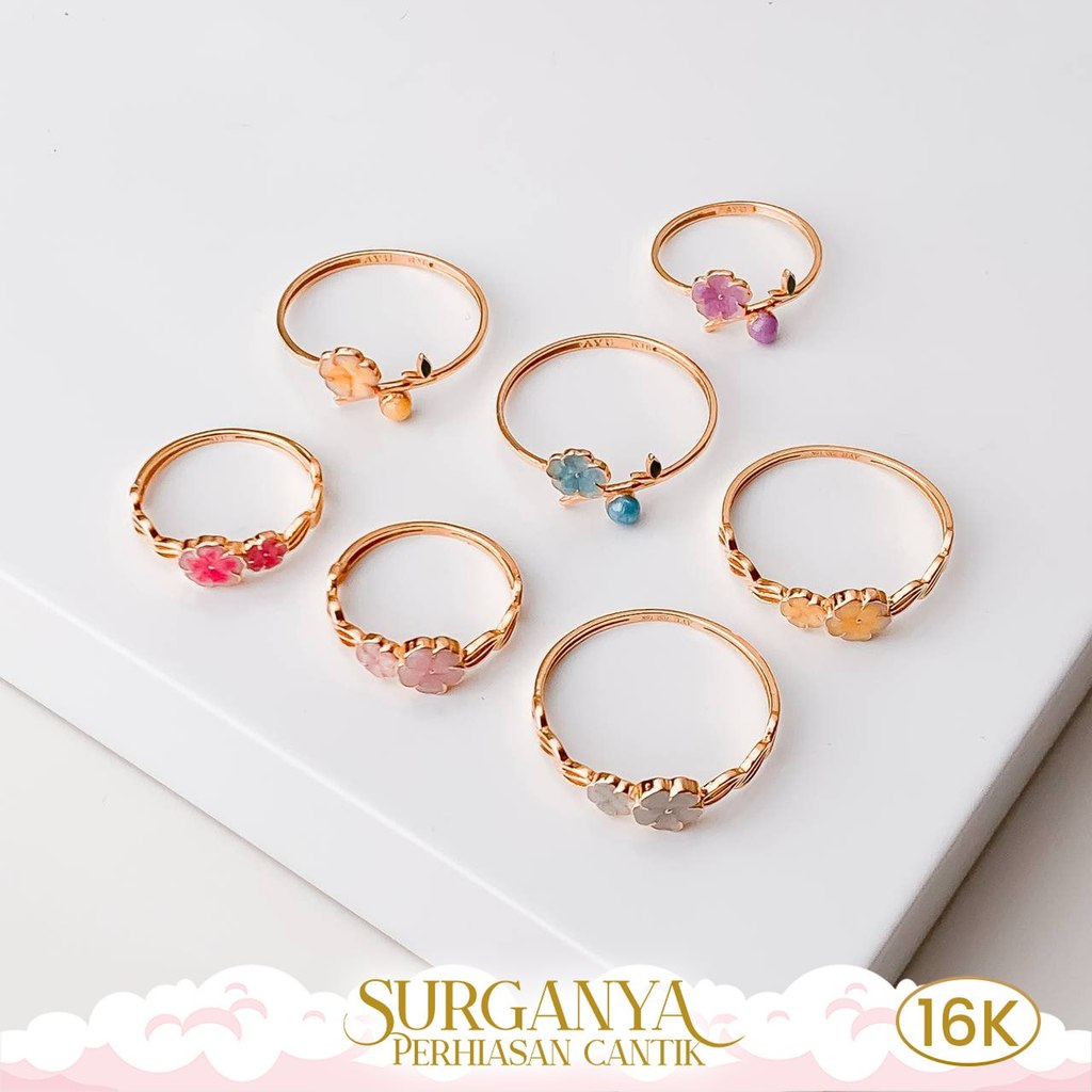 Macan Gold Cincin Kadar 16K Cincin Bunga Le Jardin Series