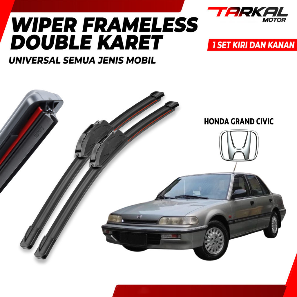 Wiper Blade Honda Grand Civic Double Karet Pembersih Kaca Depan Mobil 1 Set Kiri dan Kanan