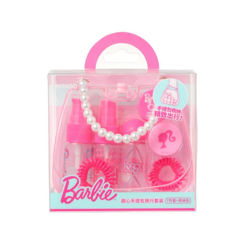 Miniso Barbie spensing Bottle Set Sweetheart Handbag Travel Set 7-Piece Set spensing Bottle Rubber B