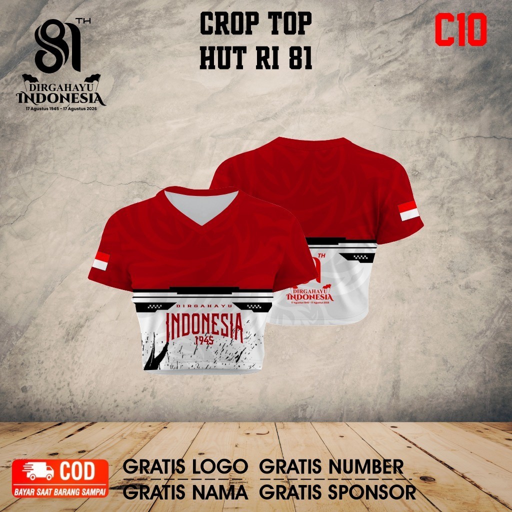 Arena Jersey - Outfit agustusan wanita crop top