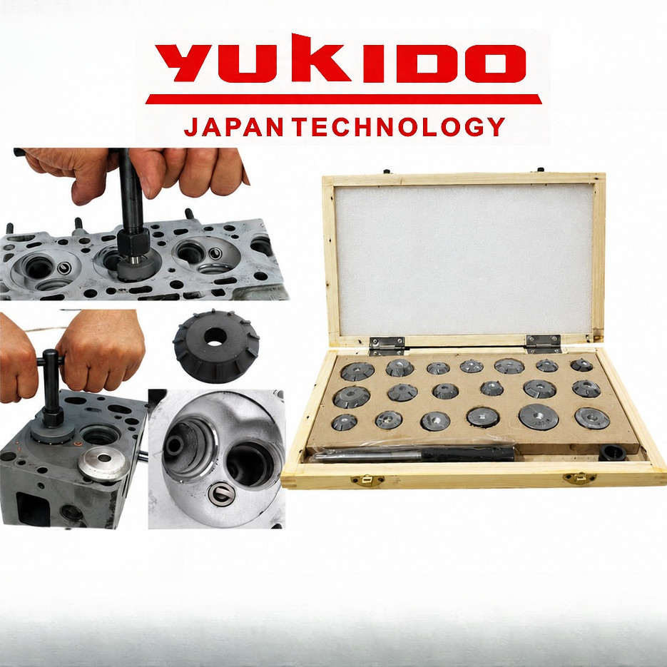 YUKIDO Valve Seat Cutter Set Alat Skir Klep Motor Mobil Pisau Bubut Korek Cutter Dudukan Klep Box Ka
