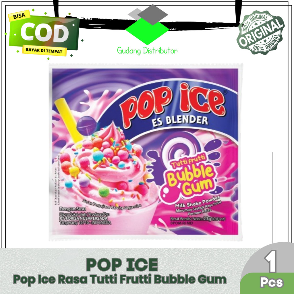 POP ICE MILK SHAKE RASA TUTTI FRUTTI BUBBLE GUM - POP ICE MINUMAN BUBUK RASA TUTTI FRUTTI BUBBLE GUM