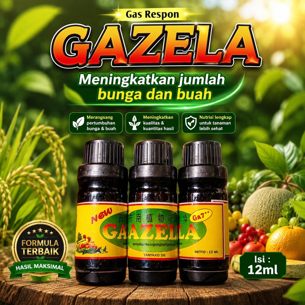 GAZELA GA7++ 12ml Hormon ZPT | Nutrisi Pelengkap Tanaman Buah | Booster Padi