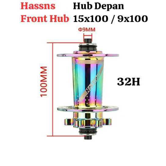 Foto Hassns Hub depan TA 15 x 100 Qr quick release 9 x 100 non boost 32 hole six 6 bolt seal bearing