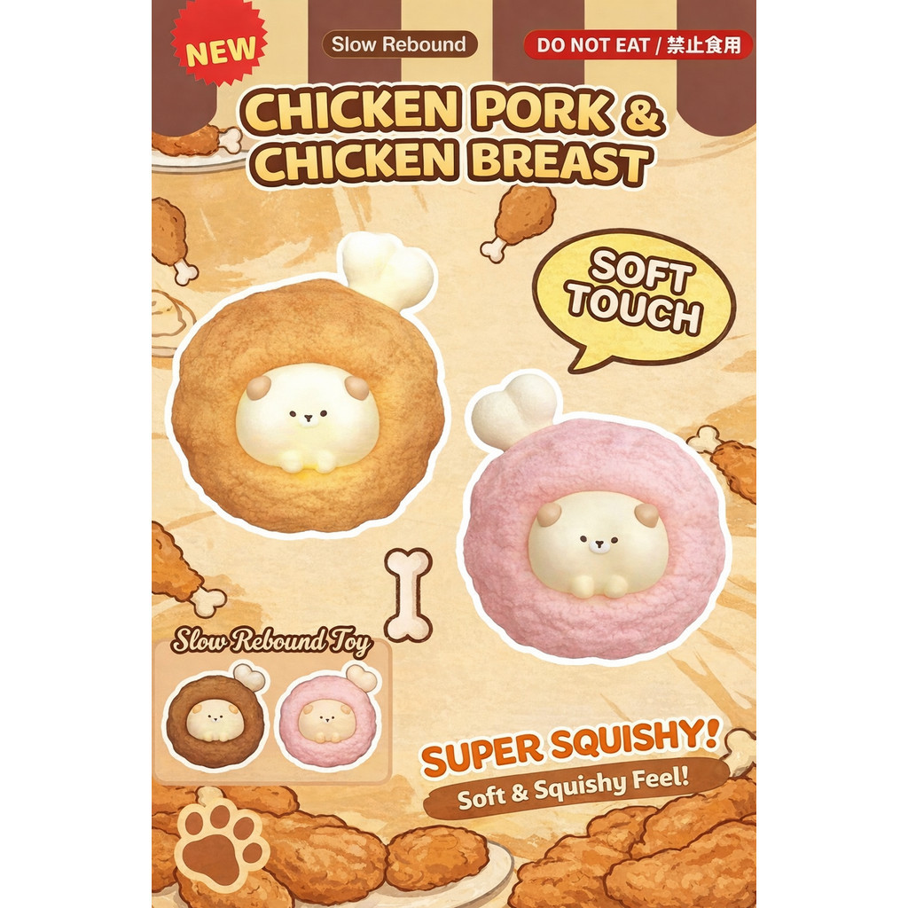(Neverland-) Squishy Premium Licensed XIXI Squishy Chicken Pork and Chicken Breast Soft Slow Rising 