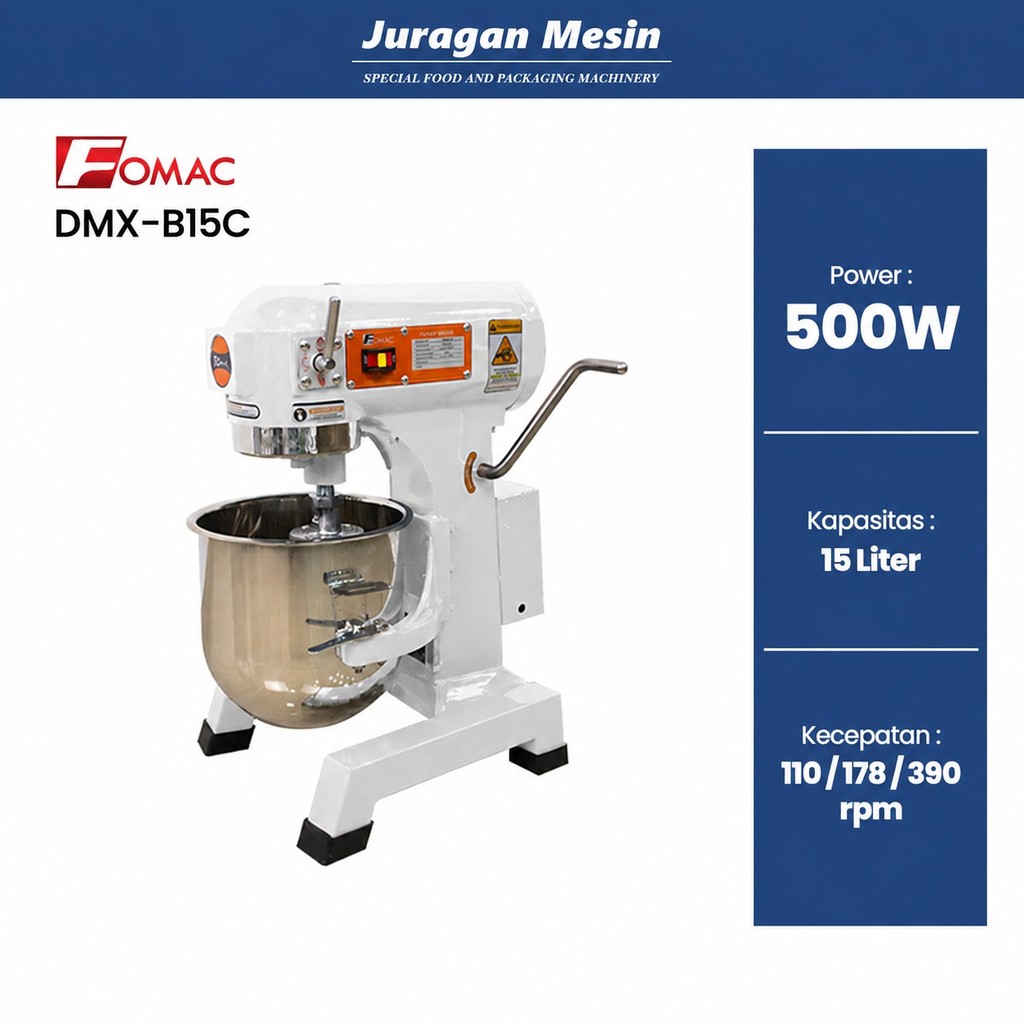 FOMAC Planetary Mixer 15 Liter Mixer Roti Mixer Berdiri 15 Liter DMX-B15C Variable Speed FOMAC