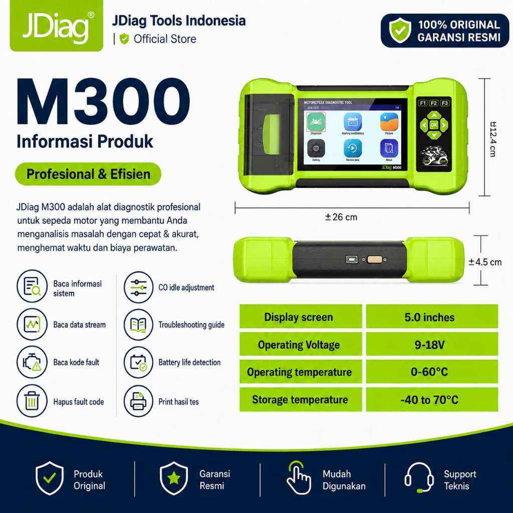 [READY STOCK] ORIGINAL JDIAG M300 M 300 SCANNER MOTOR MOGE HARLEY ABS TEST CLEAR FAULT CODE

