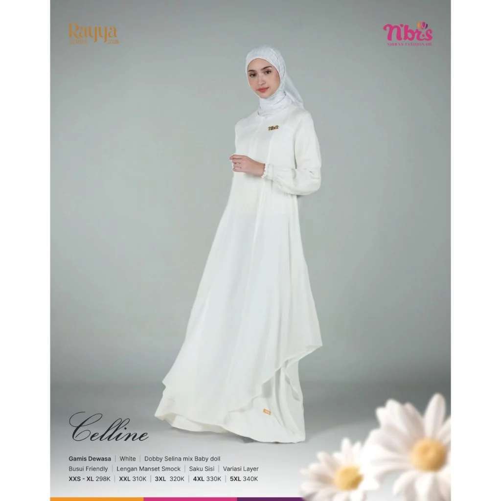 NIBRAS GAMIS DEWASA CELLINE WHITE