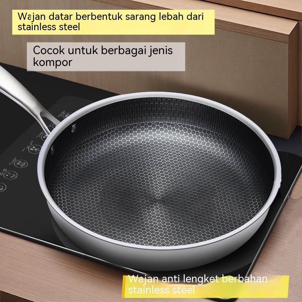 Wajan datar stainless steel 304 Wajan anti lengket 316 Wajan steak rumah Wajan telur goreng kecil