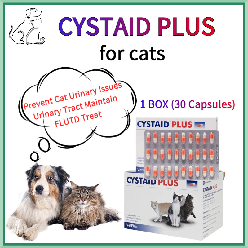 1 BOX (30 Capsules) Cystaid Plus VetPlus Obat Kencing Kucing Jantan Urinary Tract Supplement Cat Kuc