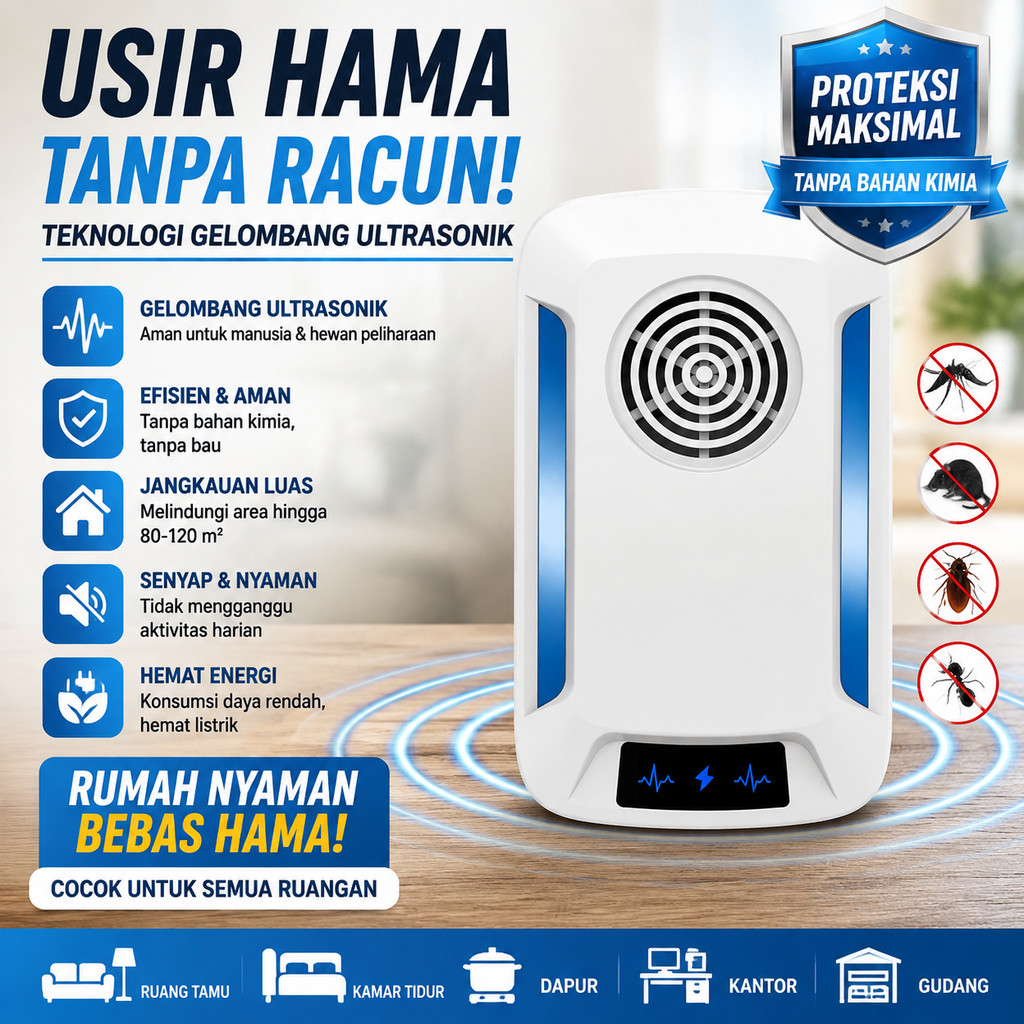 Pengusir Tikus Ultrasonik Pengusir Tikus Nyamuk Laba-laba Pengusir Hama Ultrasonik Anti Tikus Pengus
