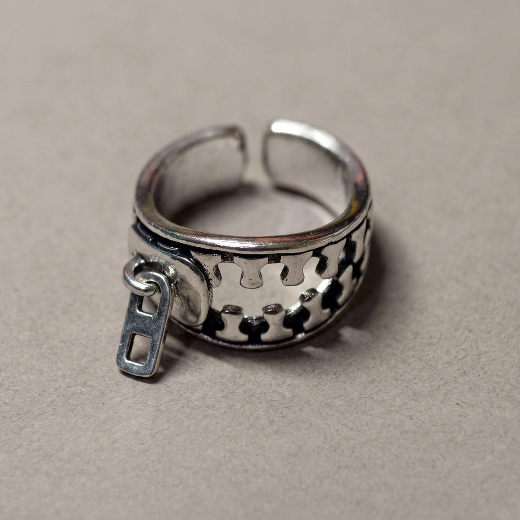 (Open Ring) Cincin Adjustable Gerigi Gembok Vintage Ring Pria Ukuran Bisa Disesuaikan Silver Antik