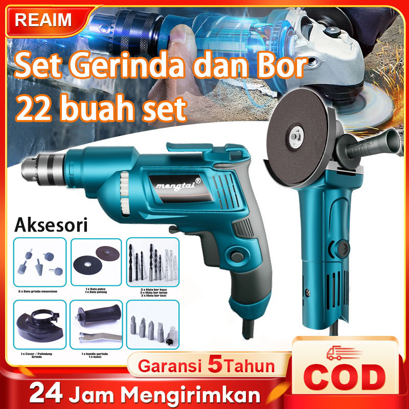 promo PROMOSI MESIN GERINDA TANGAN DAN MESIN BOR LISTRIK-13MM -POWER TOOLS-PAKET BOR DAN GERINDA-MES