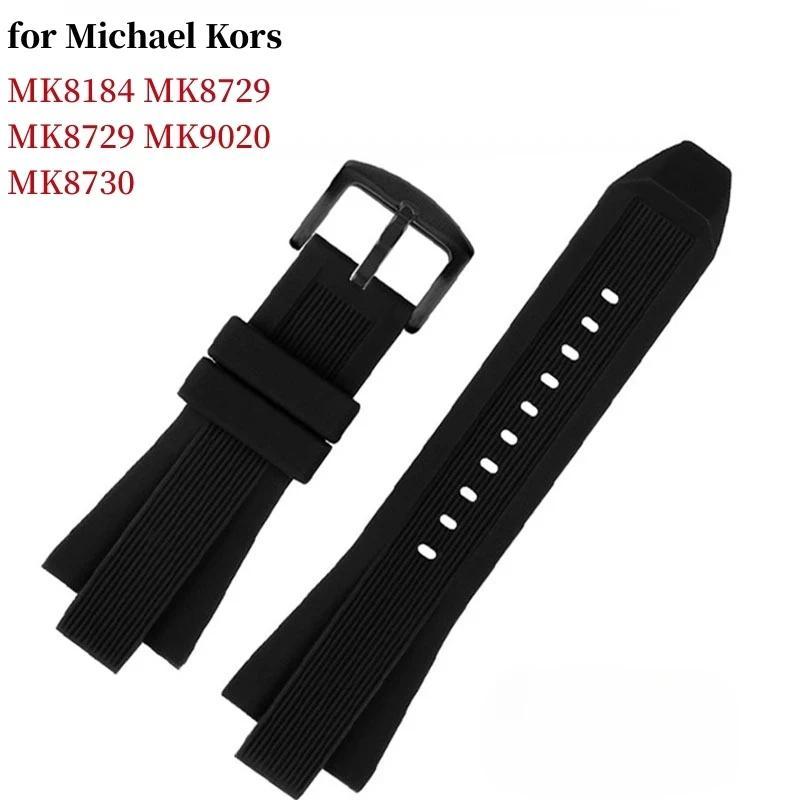 Silicone Wat Band for Miael Kors MK8184 MK8729 MK9020 MK8152 MK9020 MK9026 Raised Mouth Wat Strap Ac