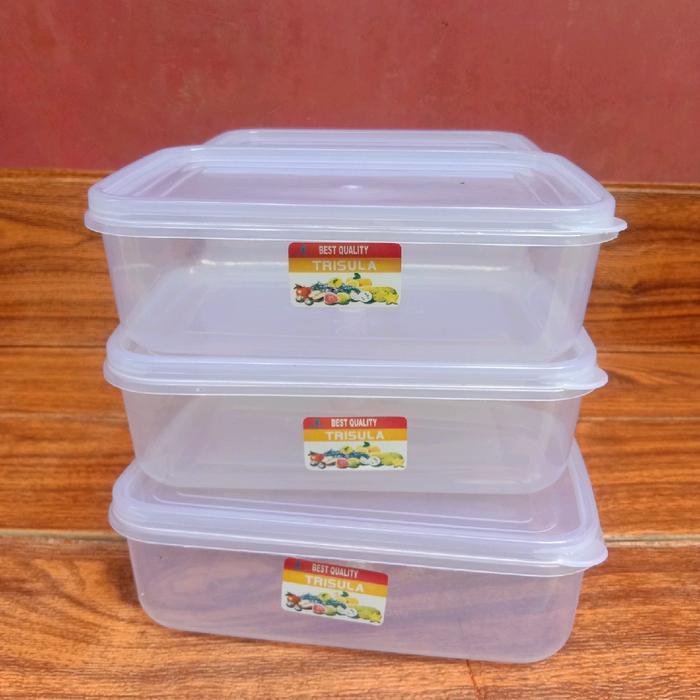 6 pcs kotak makan kotak bekal makanan 900 ml Plastik - 900 ml putih