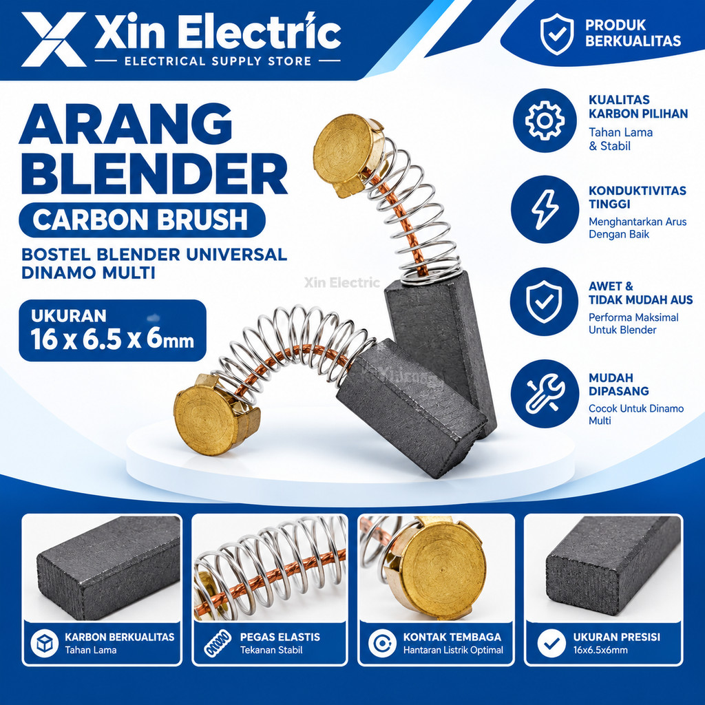 Carbon Brush Arang Blender Universal Sikat Karbon Dinamo 16x6.5x6mm untuk Miyako National Cosmos