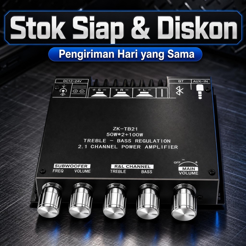 Digital kit amplifier class tpa3116d2 2.1 bluetooth 2x50W 100W sub