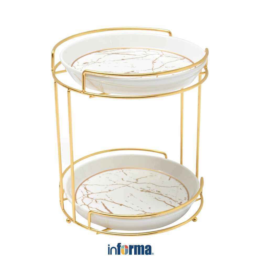 Informa Appetite Wadah Saji Dengan Rak Round Set 3 pcs - Putih Serving Bowl Wadah Hidang Bowl Saji T