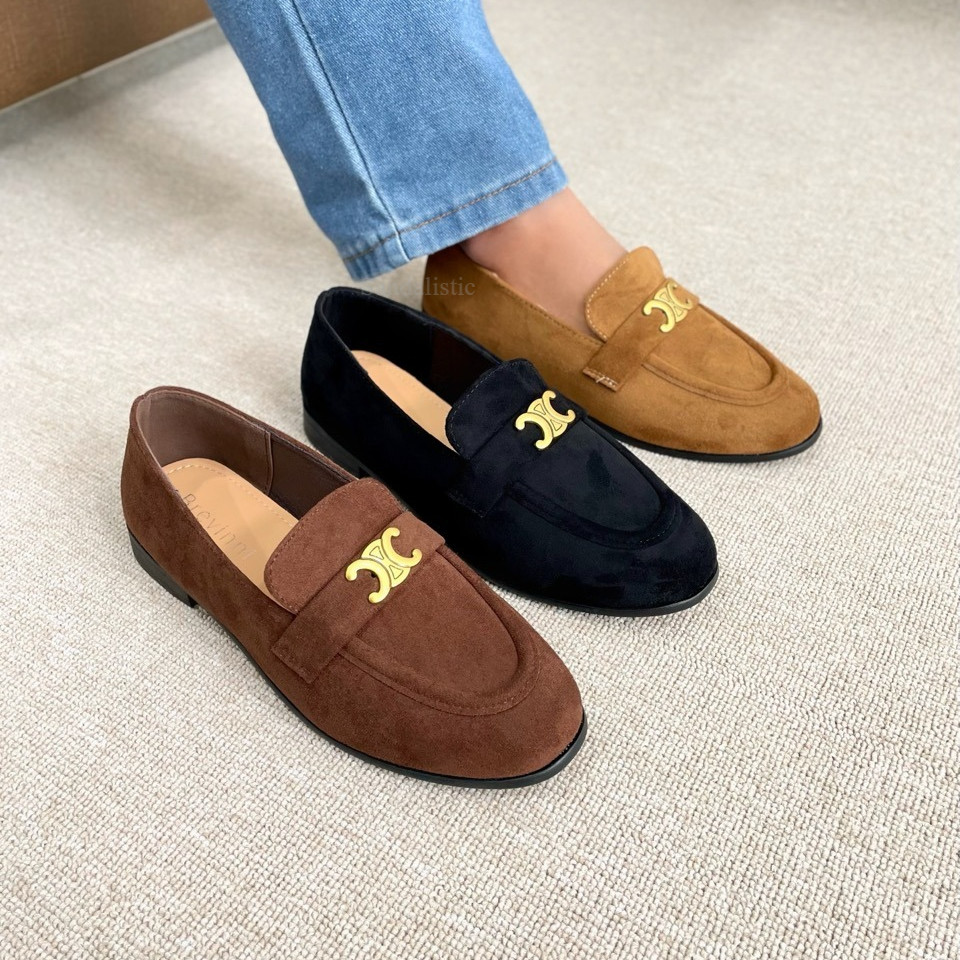 SANDALISTIC Jose Women Suede Moccasin Loafers || Sepatu Loafers Suede Wanita Slip On Aksen Gold ||