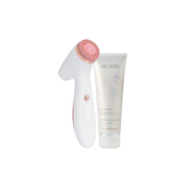 Syakira Nuskin Paket Alat Cuci Muka LumiSpa iO + Cleanser Blue/Rose Gold - Teknologi Getar & Silicon