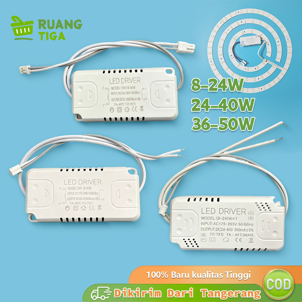 LED Driver 8-24W / 18-40W / 36-50W Driver Adaptor Trafo Panel LED 3 Warna Driver Panel LED