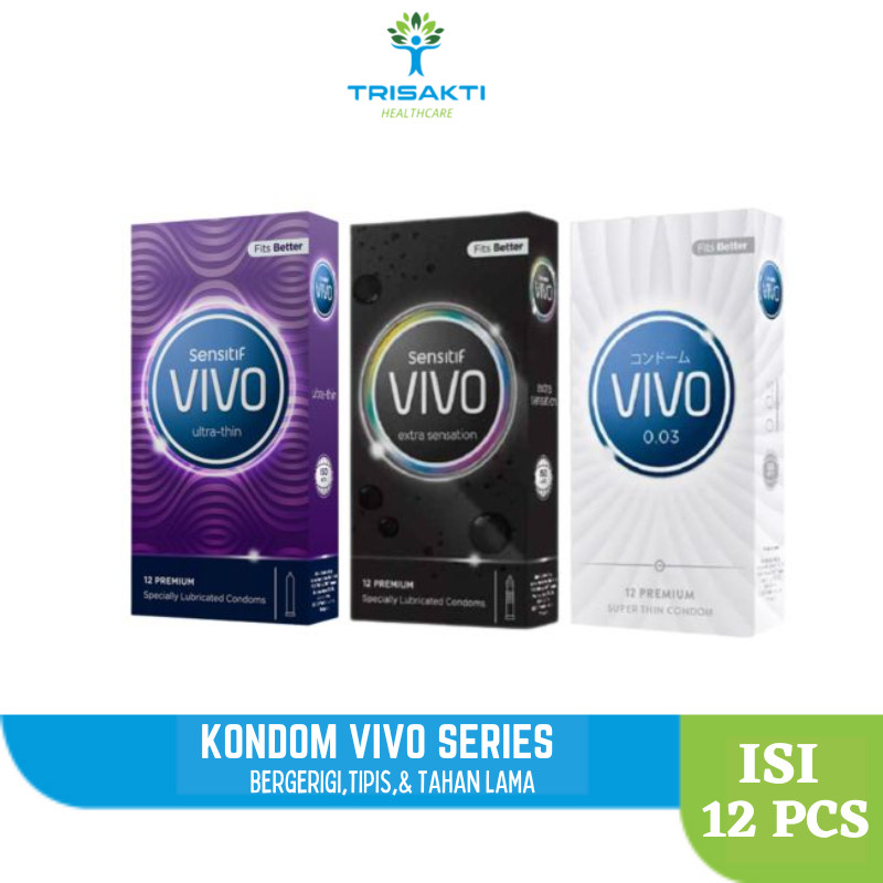 Kondom Vivo Isi 12 Sachet All Varian Condom Tipis Bergerigi Tahan Lama Anti Bocor Ultra Thin Passion