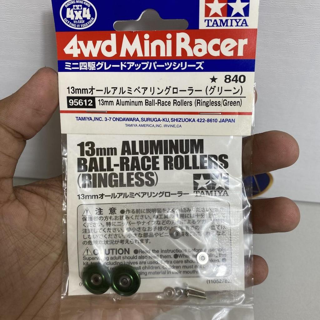Tamiya 95612 13mm Aluminum Ball Race Rollers (Ringless/Green)