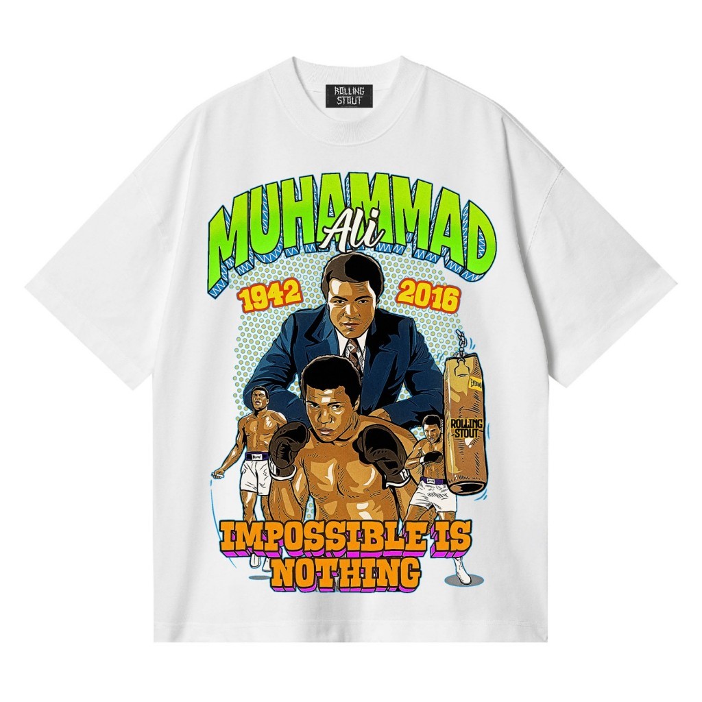 Kaos Pria Desain Grafis Rollingstout - M.Ali Vintage | KAOS Boxing VIntage | BAJU MUSIK Pria Wanita 