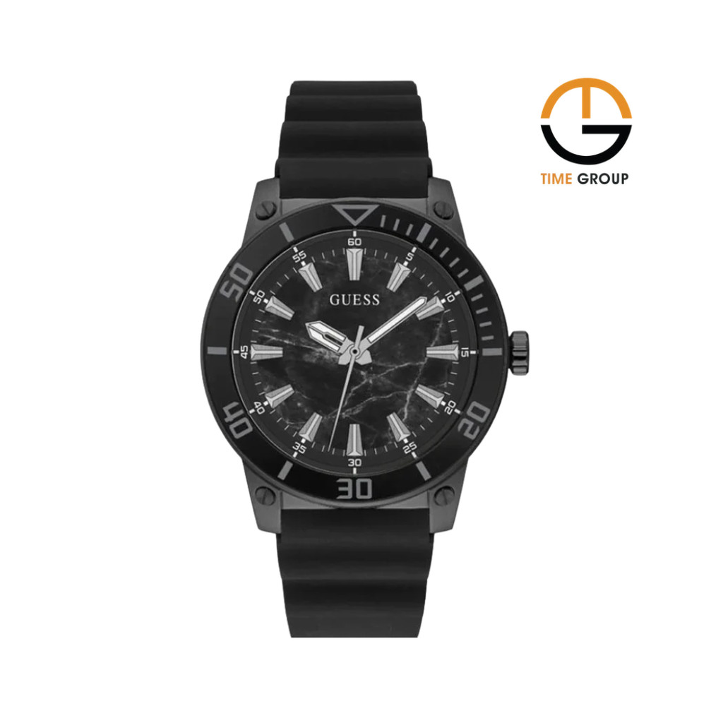 JAM TANGAN PRIA GUESS GW0420G3 GW0420 G3 ANALOG BLACK RUBBER STRAP