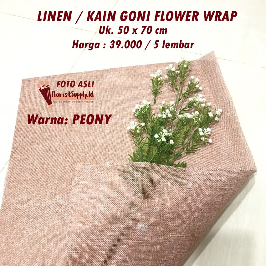 FLOPY  [5 lembar ]  FWP - Linen Kain Jute Flower Wrap / kain goni / kertas bunga / Hampers Lebaran /