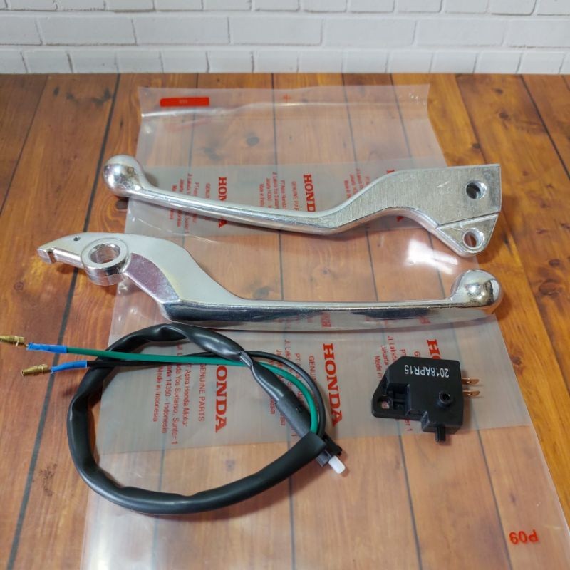 paket handle silver satu set plus swit rem kanan kiri motor honda vario 125/150 led old beat esp bea