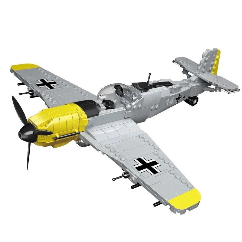 Educational 1:48 Army BF-109 Fighter Buig Blocks 471pcs mini Bricks for Kids with Military Soler Fig