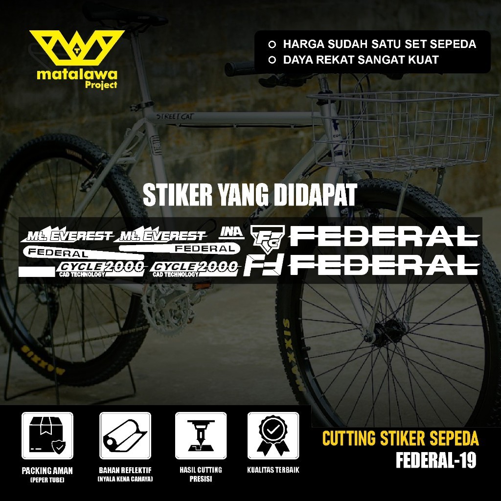 Premium FEDERAL Sticker Sepeda FEDERAL Mount Mt Everest Stiker Cycle 2000 Cad COD Cutting Technology