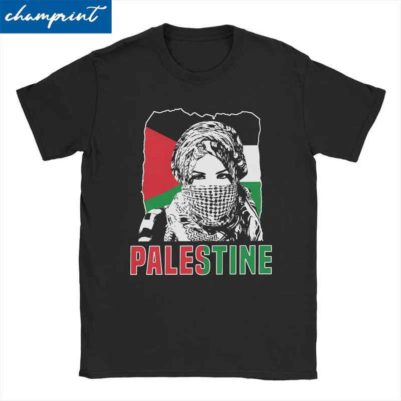 Tren Baru Kaos Shemagh Palestina Pria Wanita Arab Hatta Kufiya Keffiyeh Katun Lucu Lengan Pendek Leh