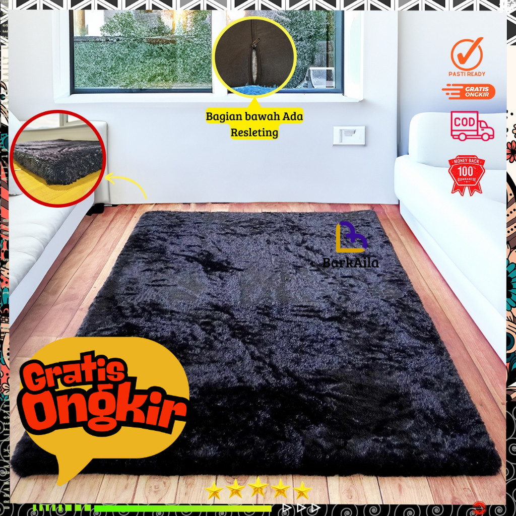 Karpet bulu rasfur ukuran 160x100X3.5CM