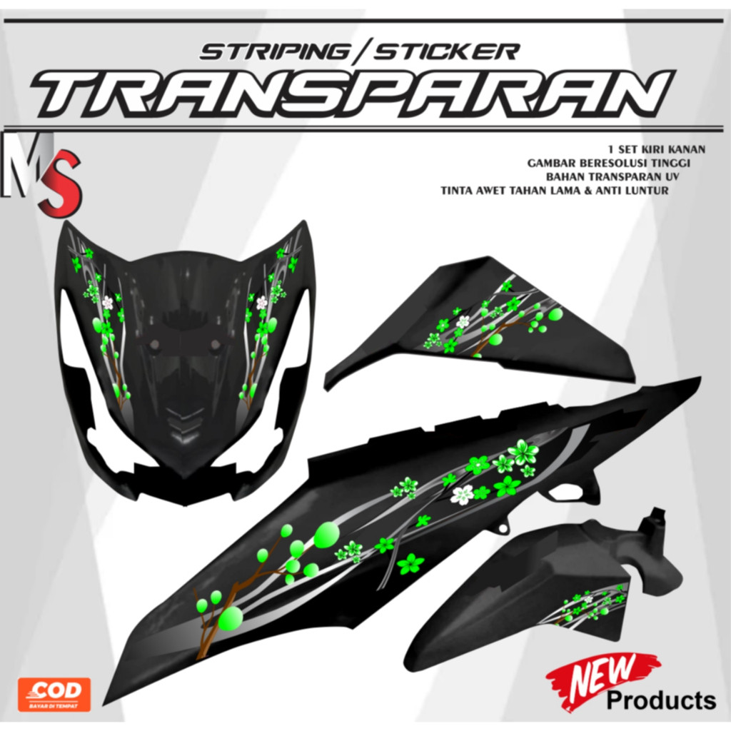 STRIPING HONDA BEAT FI 2012/2015 MOTIF BUNGA SAKURA STIKER TRANSPARAN A01 STRIPING MOTOR