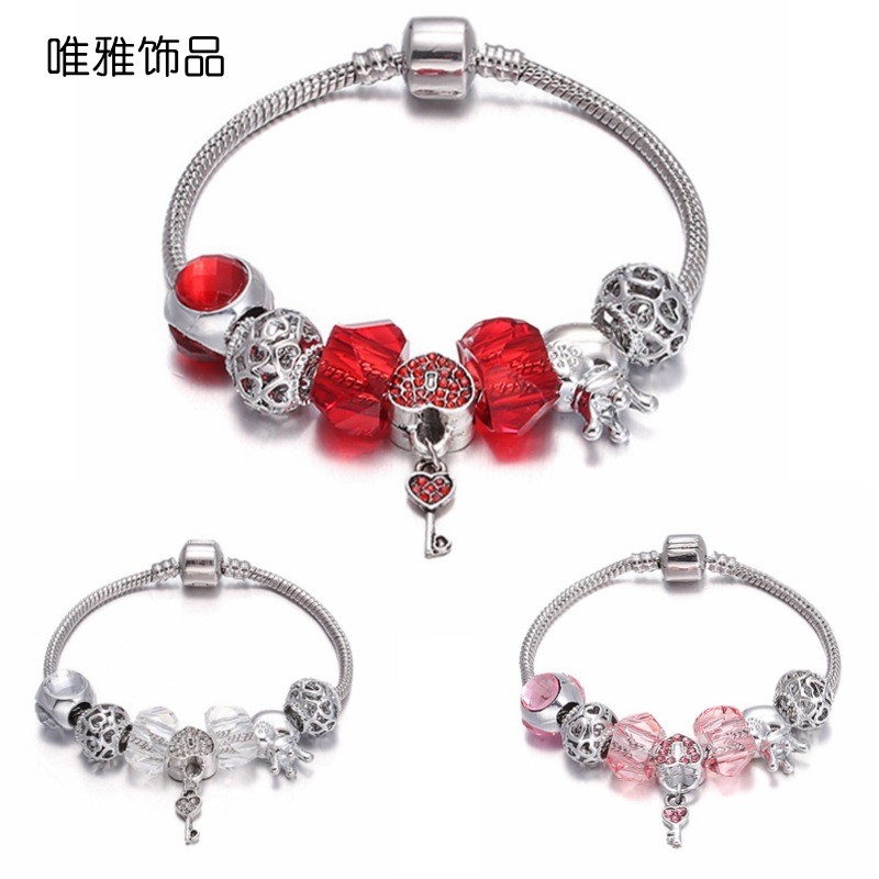 Gelang wanita, gelang pasangan cinta kunci cinta kunci aksesoris DIY