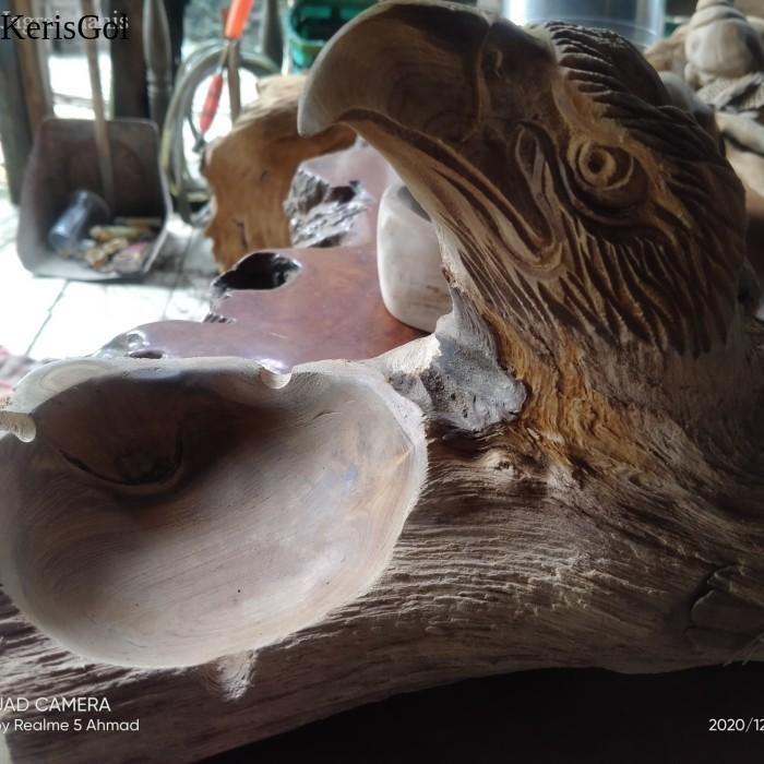 Code Asbak Ukir Kayu Jati Kepala Elang murah GL5