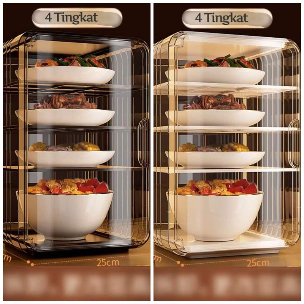 Baru Tudung Saji Akrilik 4 & 5 Susun Model Mewah / Lemari Penyimpanan Makanan Multifungsi Tudung