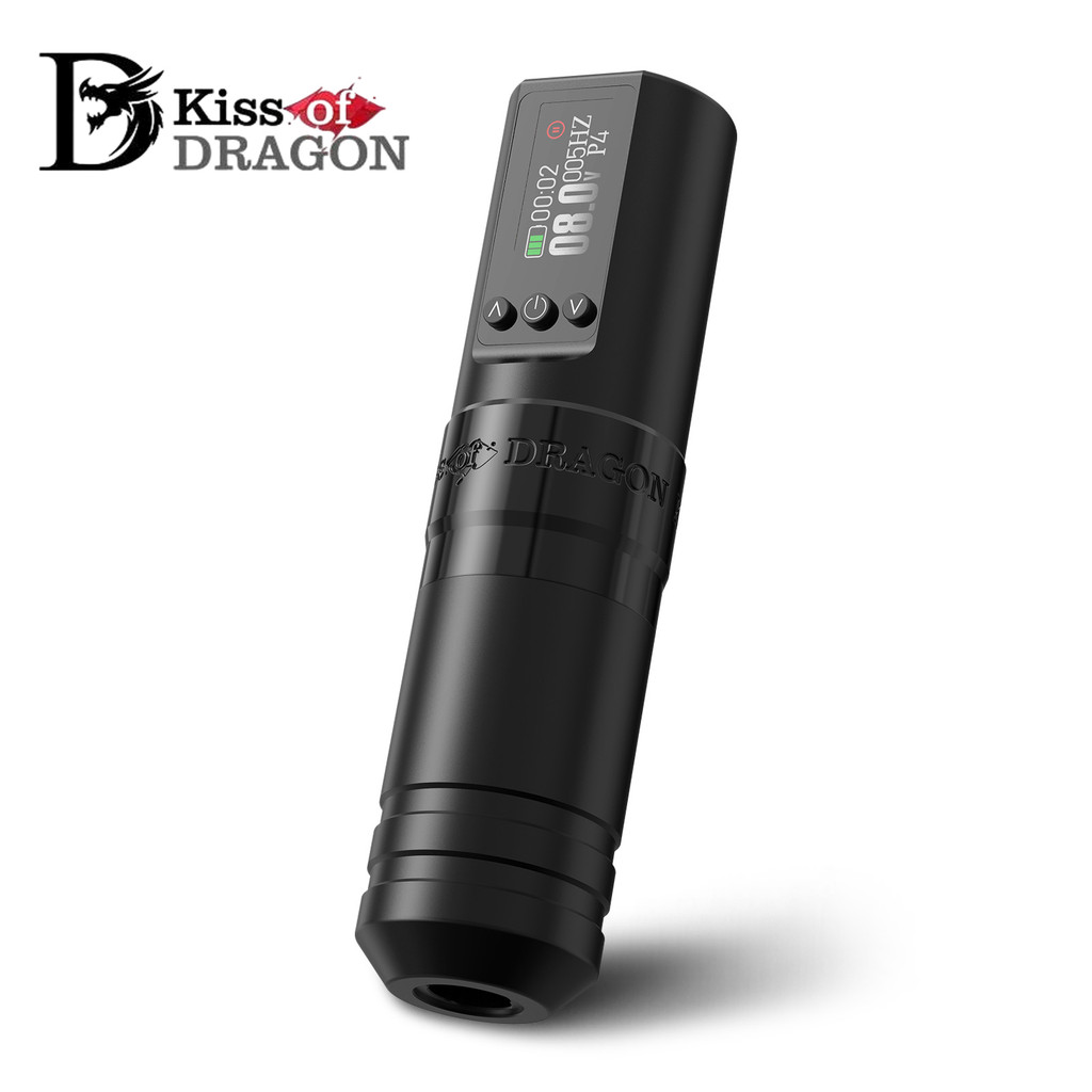 Kiss of Dragon Mesin Tato Nirkabel dengan Pena Tato Rotary Baterai 1600mAh Untuk Seniman Tato