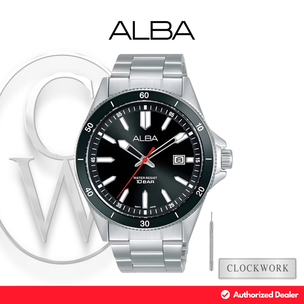 Jam Tangan Pria ALBA Prestige AS9V37X2 Rantai Classic Formal Silver Dial Hitam